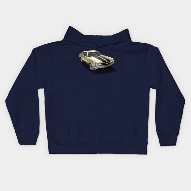 Vintage 1970 Chevrolet Chevelle SS Gold Kids Hoodie by TheStuffInBetween